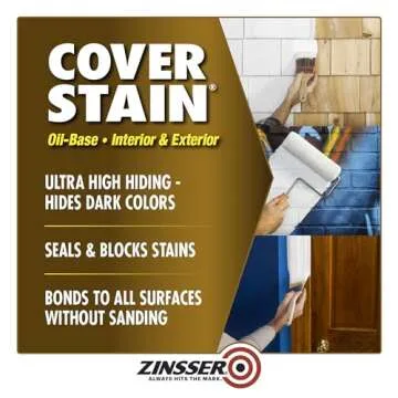 Rust-Oleum Zinsser 03504 Cover Stain Interior/Exterior Oil Primer Sealer, 1-Quart, White