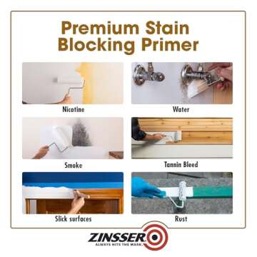 Rust-Oleum Zinsser 03504 Cover Stain Interior/Exterior Oil Primer Sealer, 1-Quart, White