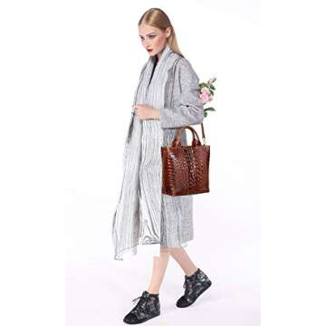 PIJUSHI Designer Top Handle Satchel Handbags for Women Crocodile Handbag and Purse Leather Tote Bags...