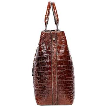 PIJUSHI Designer Top Handle Satchel Handbags for Women Crocodile Handbag and Purse Leather Tote Bags (6061 Brown)