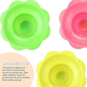 Newbested 50 Pack 8 OZ Colorful Flower Shaped Snow Cone Cups,Small Plastic Shaved Ice Drip Cups Snack Ice Cream Bowls for Kids Party Summer Cookout Commercial Food Service