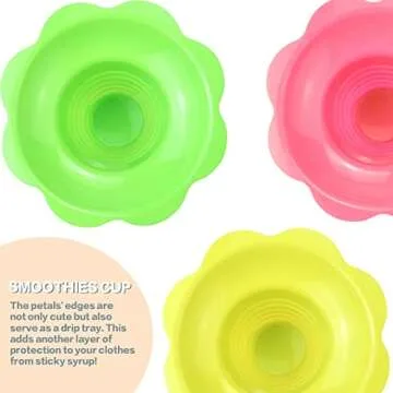 Colorful 8 OZ Flower Shaped Snow Cone Cups for Kids