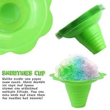 Colorful 8 OZ Flower Shaped Snow Cone Cups for Kids