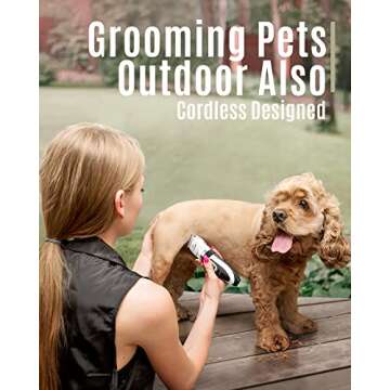 oneisall Dog Clipper Low Noise, Dog Grooming Kit with Rechargeable, Dog Shaver Cordless Electric Quiet Hair Clipper Set for Dog Cats Pets（White）