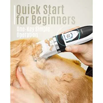 oneisall Dog Clipper Low Noise, Dog Grooming Kit with Rechargeable, Dog Shaver Cordless Electric Quiet Hair Clipper Set for Dog Cats Pets（White）