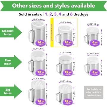 CUSINIUM Metal Salt Pepper Dredge Shakers with Handle 10oz