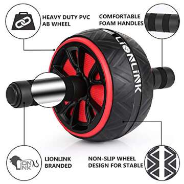 LIONLINK Ab Roller Wheel Workout Equipment, Ab Wheel Exercise Equipment, Ab Wheel Roller for Home Gym for Core Training and Abdominal Workout