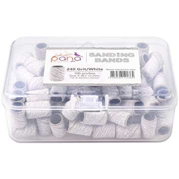100 Pieces Large Nail Sanding Bands Professional Nail Manicure Great Fit for Nail Drill Bits for Acrylic Nails (240 Grit, Zebra)