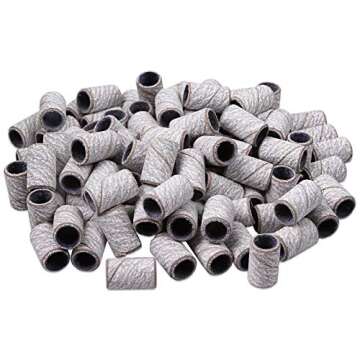 100 Pieces Large Nail Sanding Bands Professional Nail Manicure Great Fit for Nail Drill Bits for Acrylic Nails (240 Grit, Zebra)