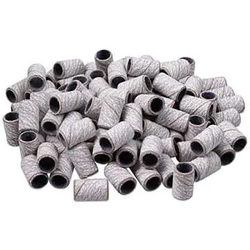 100 Pieces Large Nail Sanding Bands Professional Nail Manicure Great Fit for Nail Drill Bits for Acrylic Nails (240 Grit, Zebra)