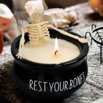 ORIENTAL CHERRY Skeleton Candle, Halloween Decor - Long Burning Soy Candle with Gothic Design, Vinta...