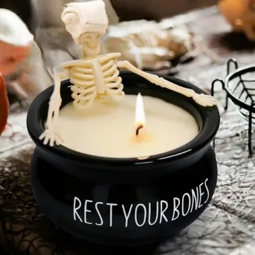 ORIENTAL CHERRY Skeleton Candle, Halloween Decor - Long Burning Soy Candle with Gothic Design, Vinta...