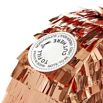 Sparkle and Bash Rose Gold Foil Pull String Heart Pinata, Ideal for Birthday Party Decorations & Supplies, Valentine's Day (15.7 x 13 x 3 In, Small)