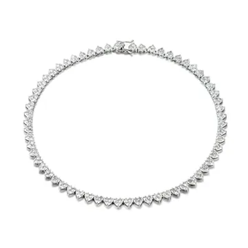 NYC Sterling Women's 17" Cubic Zirconia Heart Tennis Necklace