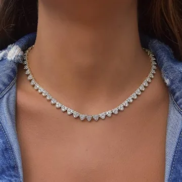 Elegant NYC Sterling Heart Tennis Necklace for Women