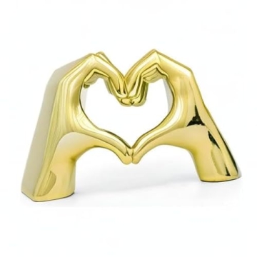 FJS Gold Heart Hands Statue Modern Art Home Decor Gift