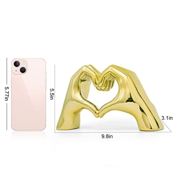 FJS Gold Heart Hands Statue Modern Art Home Decor Gift