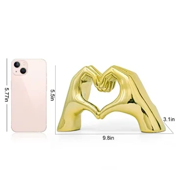 FJS Gold Heart Hands Statue Modern Art Home Decor Gift