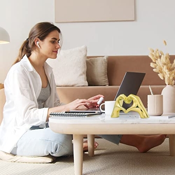 FJS Gold Heart Hands Statue Modern Art Home Decor Gift