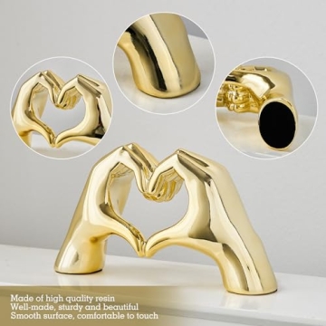 FJS Gold Heart Hands Statue Modern Art Home Decor Gift