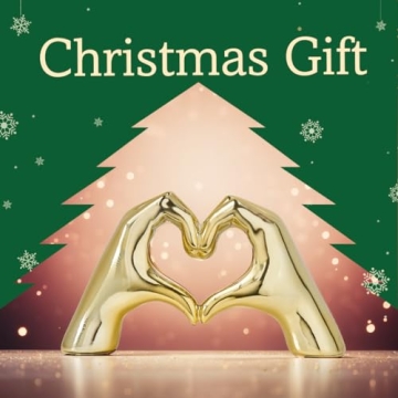 FJS Gold Heart Hands Statue Modern Art Home Decor Gift