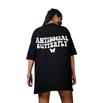 Soly Hux Graphic Tees - Stylish Letter Print Oversized Summer T-Shirt for Women