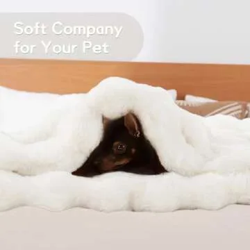 Andency Fluffy Faux Fur Throw Blanket for Couch, Soft Cozy Bubble Blankets for Women, Girls, Snuggy Fuzzy Blanket for Living Room, Sofa, Bed, 50x60 Inches, White, Cream