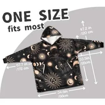 Huglanket Witchy Gifts for Women/Men, Wearable Flannel Spiritual Blanket Hoodie, Super Soft Warm Cozy with Giant Pocket, Spiritual Astrology Zen Gifts - One Size Fits Most