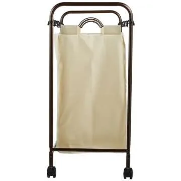 Household Essentials 7173 Rolling Quad Laundry Sorter with Removable Hamper Bags | Antique Bronze Frame