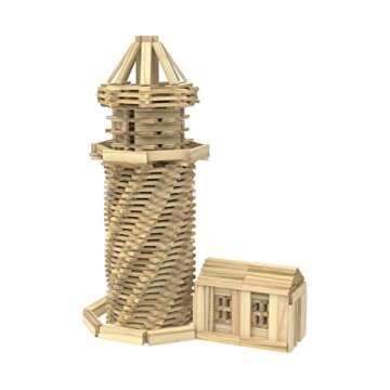 MindWare KEVA Structures 600 Plank Wooden Building Blocks Set, Includes 600 Pine KEVA Planks, 30 Idea Cards and Collapsible Storage Bin