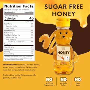 ChocZero Sugar Free Honey, 1:1 Natural Honey Equivalent, Same Sweetness and Consistency as Raw Honey, Keto Friendly, Vegan, 10.5 Ounce (Pack of 1)