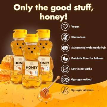 ChocZero Sugar Free Honey, 1:1 Natural Honey Equivalent, Same Sweetness and Consistency as Raw Honey, Keto Friendly, Vegan, 10.5 Ounce (Pack of 1)