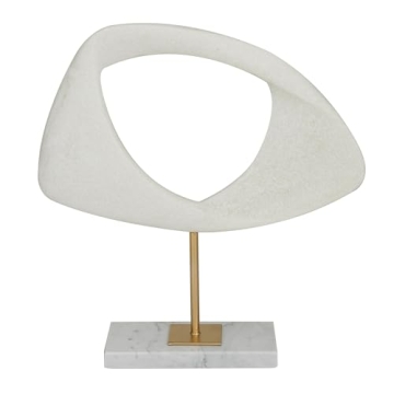 Deco 79 White Polystone Abstract Sculpture with Marble Stand