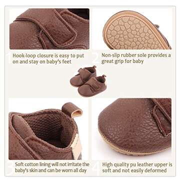 Meckior Infant Baby Boys Girls Classic PU Leather Wedding Loafers Brogue Toddler Oxford Dress Shoes First Steps Walking Flat Lazy Crib Shoe