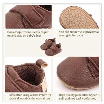 Meckior Infant Baby Boys Girls Classic PU Leather Wedding Loafers Brogue Toddler Oxford Dress Shoes First Steps Walking Flat Lazy Crib Shoe