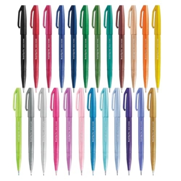 Vibrant Pentel Fude Brush Sign Pen Set - 24 Colors