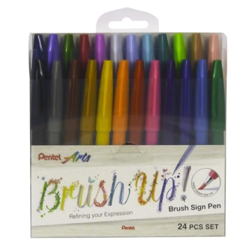 Vibrant Pentel Fude Brush Sign Pen Set - 24 Colors