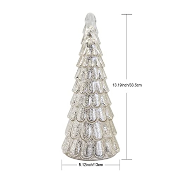 Glasburg Silver Light Up Glass Christmas Tree with Timer