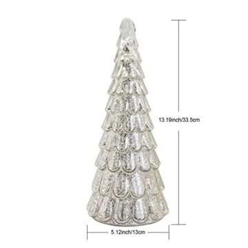 Glasburg Silver Light Up Glass Christmas Tree with Timer