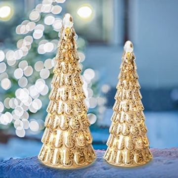 Glasburg Silver Light Up Glass Christmas Tree with Timer