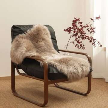 Ashler Faux Fur Rug, Beige Area Rugs, Fluffy Sheepskin Fur Rug, Fuzzy Ultra Soft 2 x 3 Ft Rugs, Mach...