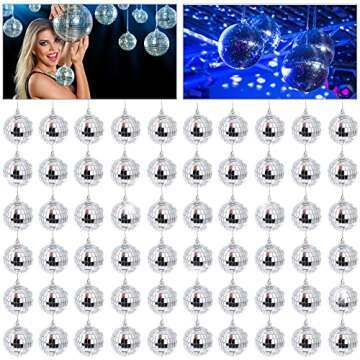 54 Pcs Silver Mirror Disco Ball Ornaments for Party and Christmas Decoration