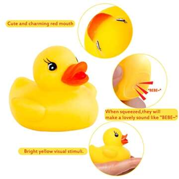 Rubber Duck Bath Toy, 70 Pcs Mini Rubber Ducks Bulk Float Duck Baby Bath Toys, Shower Birthday Party Favors Gift for Classroom Summer Beach Pool Party Games