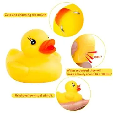 Rubber Duck Bath Toy, 70 Pcs Mini Rubber Ducks Bulk Float Duck Baby Bath Toys, Shower Birthday Party Favors Gift for Classroom Summer Beach Pool Party Games