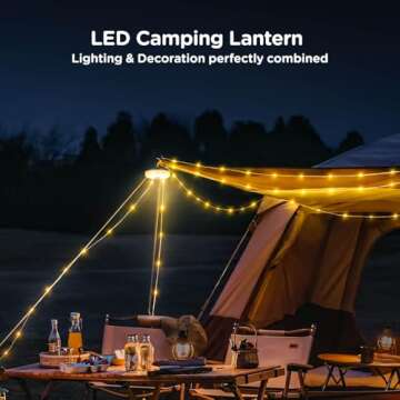 OGERY Camping String Lights, 4 in 1 Quick Storage 32.8FT Rechargeable Tent Lights String with 8 Ligh...