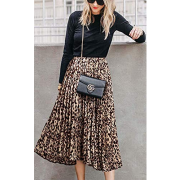 Chic Womens Leopard Print Midi Skirt Comfortable Stylish