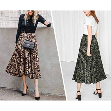 Chic Womens Leopard Print Midi Skirt Comfortable Stylish