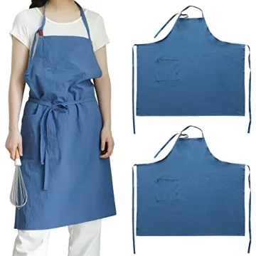 Uteynee 2 Pack 100% Cotton Aprons for Women with Pockets, Pinafore for Kitchen Garden Cooking Chef M...