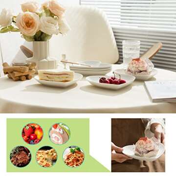 TAMAYKIM 7.5 Inch Porcelain Dinner Plates, Heart Shaped Dessert Plates, White Salad Appetizer Plates, Small Dinnerware Plates Set, Restaurant Dishes, Microwave, Oven & Dishwasher Safe, Set of 8