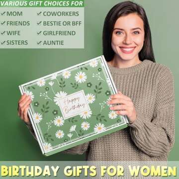 Birthday Gifts for Women Friendship, Unique Happy Birthday Gifts Basket for Mom Her Best Friend Sister Wife Girlfriend Coworker, Luxury Self Care Box Vanilla Coconut Relaxing Spa Gifts Set w/ Blanket